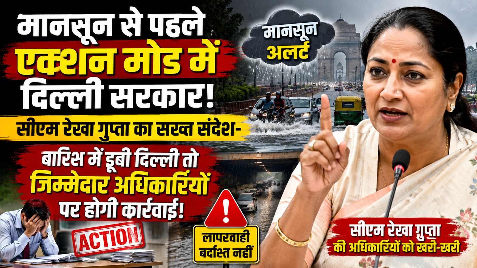 एक्शन मोड में दिल्ली सरकार! रेखा गुप्ता का सख्त संदेश- बारिश में डूबी दिल्ली तो जिम्मेदार अधिकारियों पर होगी कार्रवाई
