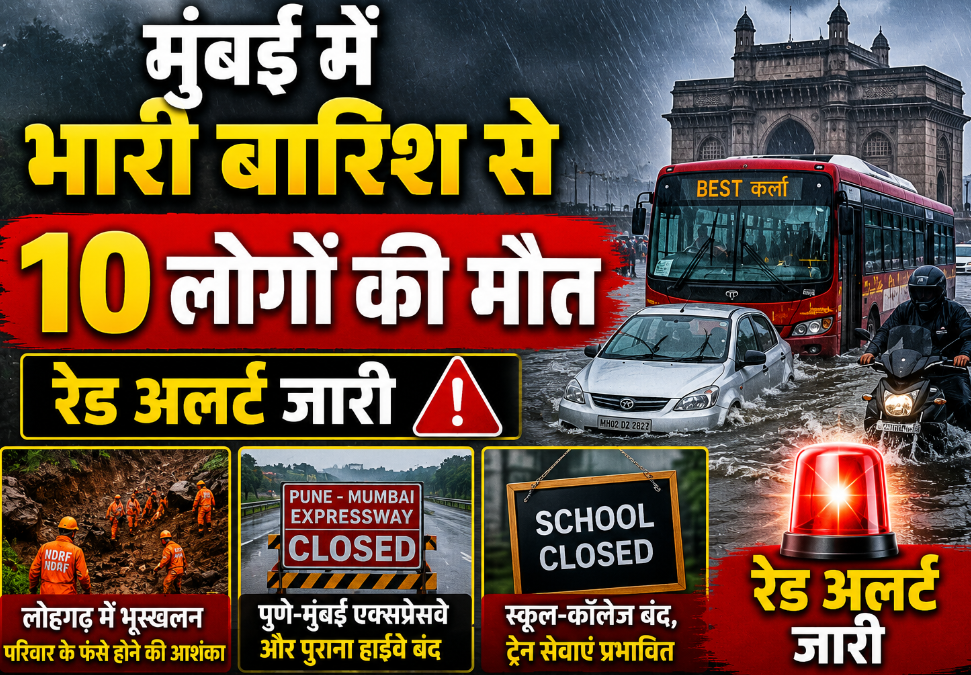 मुंबई में भारी बारिश से 10 लोगों की मौत, रेड अलर्ट जारी