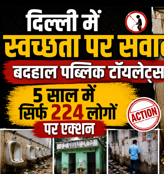 दिल्ली में स्वच्छता पर सवाल! बदहाल पब्लिक टॉयलेट्स, 5 साल में सिर्फ 224 लोगों पर एक्शन