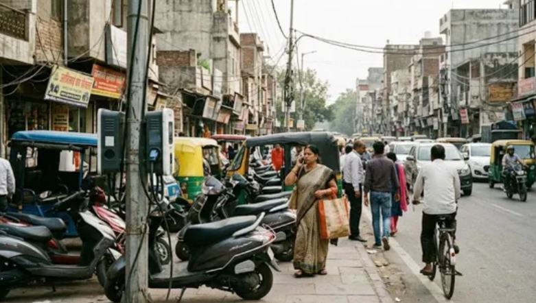 EV चार्जिंग स्टेशनों ने घेरा फुटपाथ, दिल्ली में पैदल यात्रियों की बढ़ी मुश्किलें
