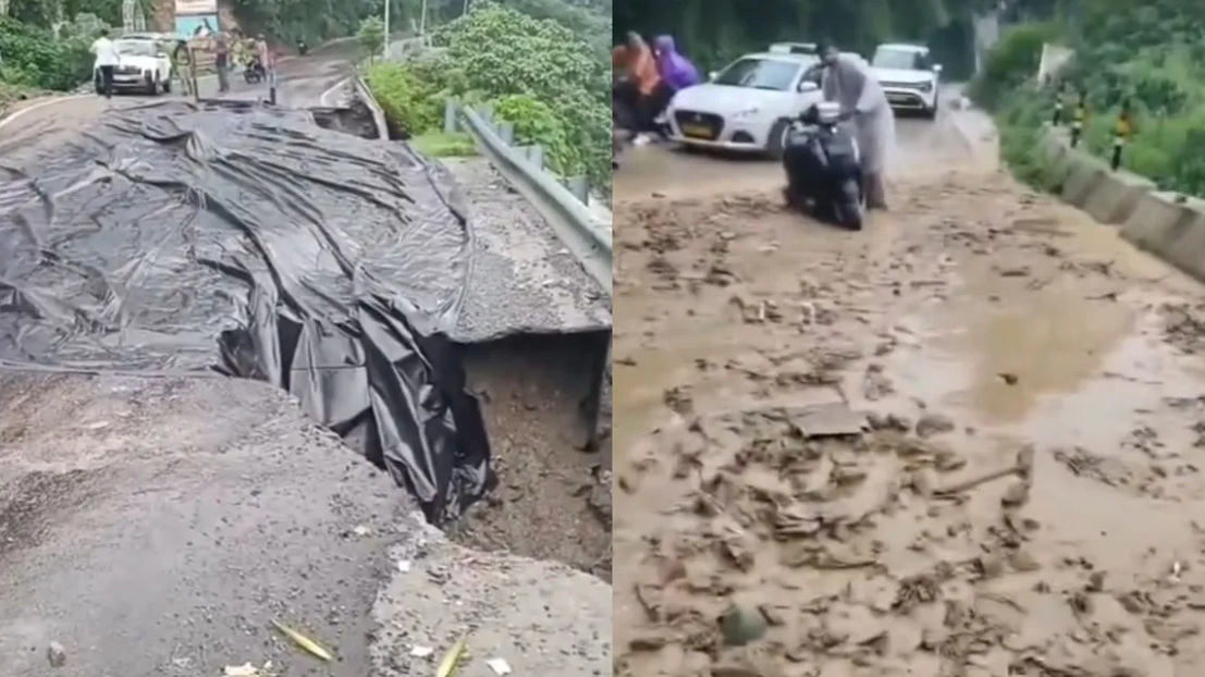 भारी बारिश से देहरादून–मसूरी रोड टूटी, प्रशासन ने अगले आदेश तक रास्ता किया बंद