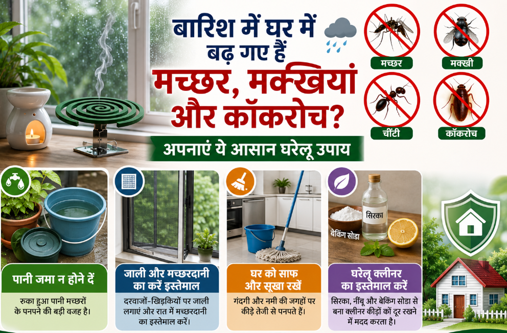 बारिश में घर में बढ़ गए हैं मच्छर, मक्खियां और कॉकरोच? अपनाएं ये आसान घरेलू उपाय
