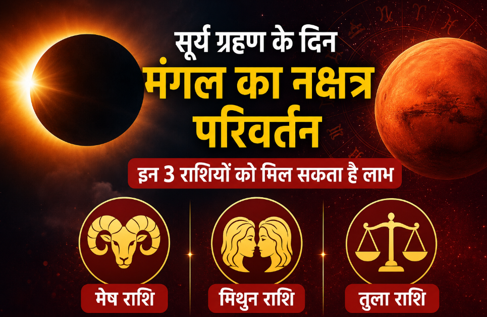 सूर्य ग्रहण के दिन मंगल का नक्षत्र परिवर्तन, इन 3 राशियों को मिल सकता है लाभ