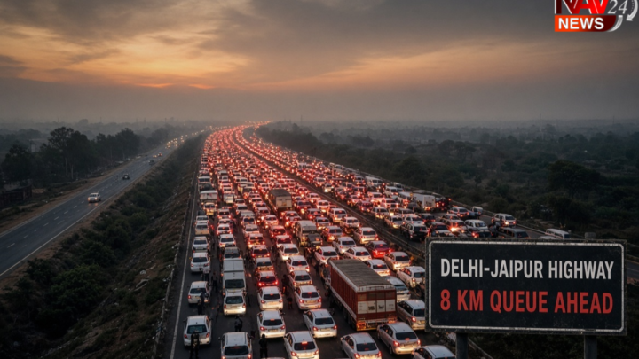 रक्षाबंधन से पहले दिल्ली-NCR में जाम का झाम, दिल्ली-जयपुर हाईवे पर 8 KM लंबी वाहनों की कतार