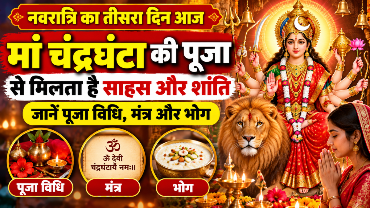 नवरात्रि का तीसरा दिन आज, मां चंद्रघंटा की पूजा से मिलता है साहस और शांति, जानें पूजा विधि, मंत्र और भोग